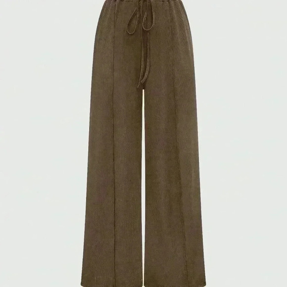 Apricot Casual Women's Solid Color Short Sleeve Bodysuit And Drawstring Pants - Picture 5 of 6